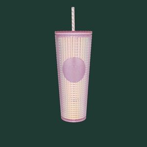 Starbucks Studded Tumbler • Pink Grid Venti Cup with Straw NEW